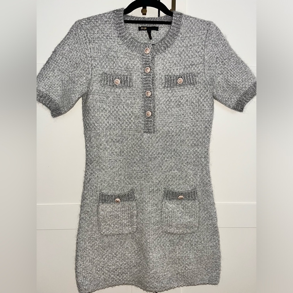 Maje Lurex Sweater Dress